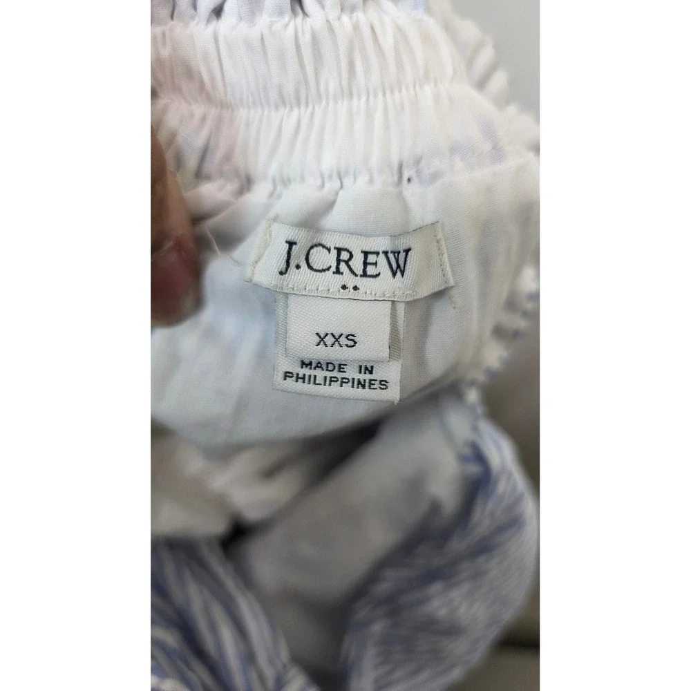 J.Crew Seersucker Dress Womens XXS Blue White Striped Tie Back Cutout Pockets - Picture 6 of 7